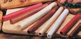 Click here to learn more about collagen (Snack Stick) casings. These edible casings are designed for Slim Jim style sausage snack sticks. 