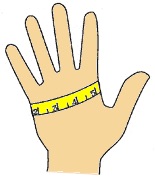 Diagram for how to measure your hand to find the correct glove size