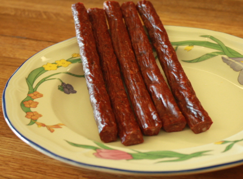 Here's a photo of 5 finished snack sticks.  Click on the photo to enlarge.